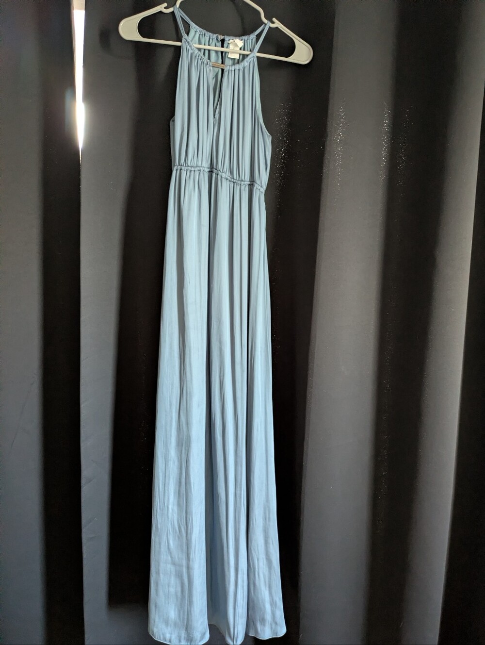 XS Metallic Slate Blue Maxi Floor Length Dress